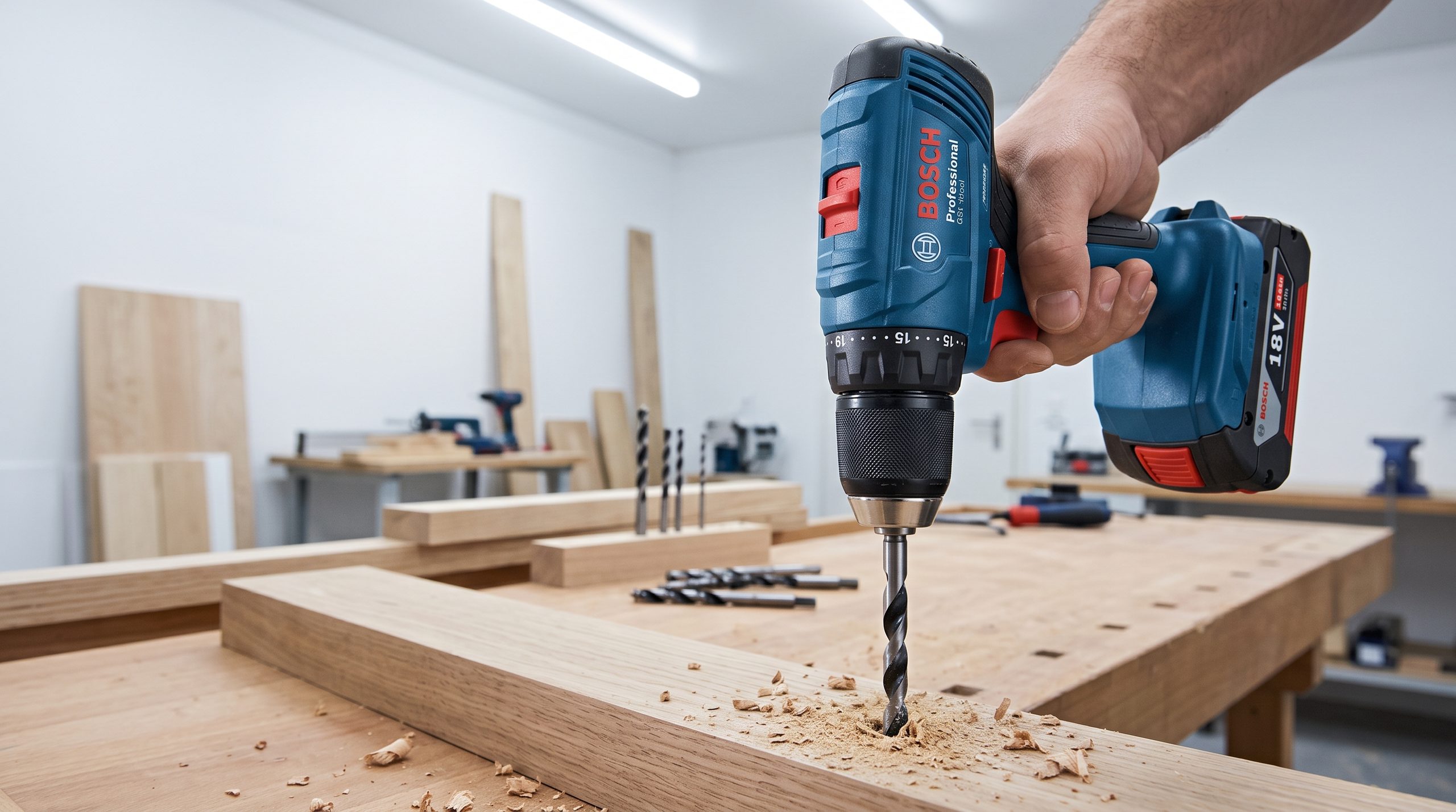 Bosch GSR 185-LI 18V perfurando madeira