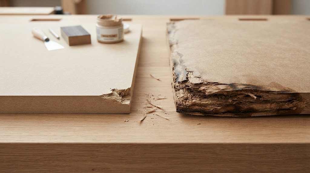 Diferença entre MDF danificado que pode ser reparado e MDF deteriorado