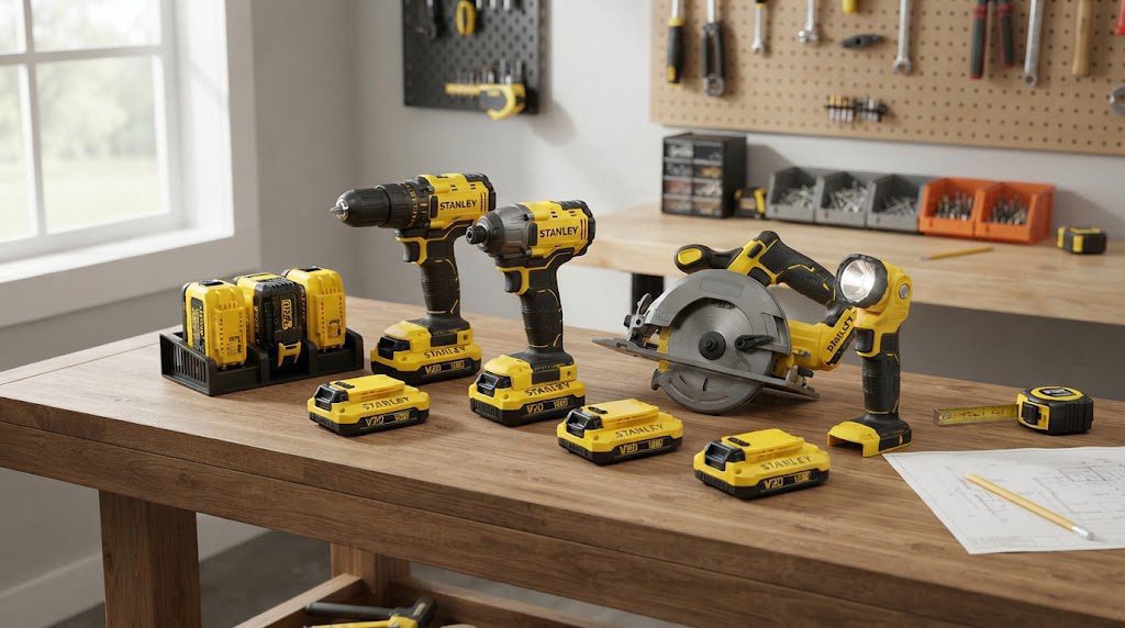 Sistema Stanley V20 com ferramentas e baterias intercambiáveis