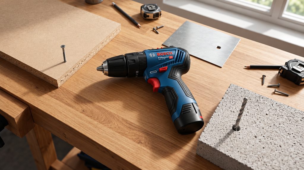 Aplicações da Bosch GSB 12V-30 em madeira metal e alvenaria